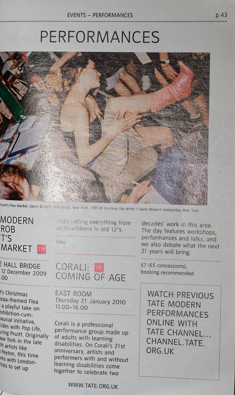 Corali Dance Company featured in the Tate brochure for their event Coming of Age 2010